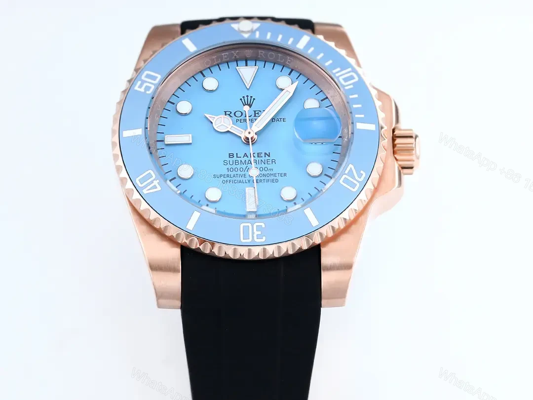 View 3 of Best Rolex Blaken Tiffany Rubber Strap replica 40MM Rose Gold Case Edition RG-BLAKEN-TIFFANY-RG-RUBBER-40