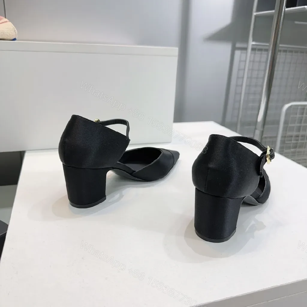 View 4 of Black Satin D’Orsay Heels – Sleek, Sculpted Elevation (60)