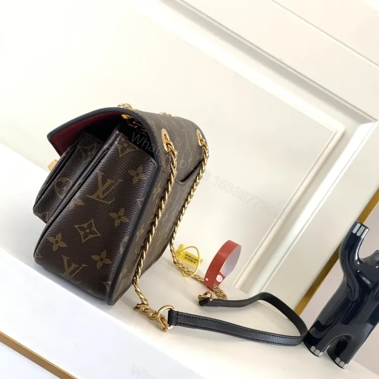 View 3 of Compact Monogram Canvas Bag with Luxe Chain, Crossbody Style