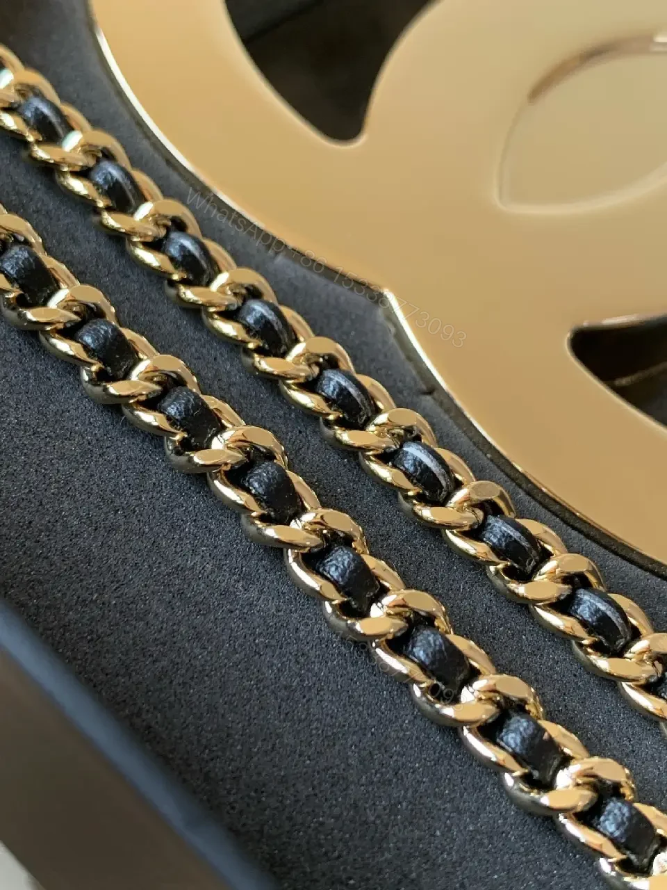 View 9 of Gold-Tone Logo Necklace Set with Chainmail Detail