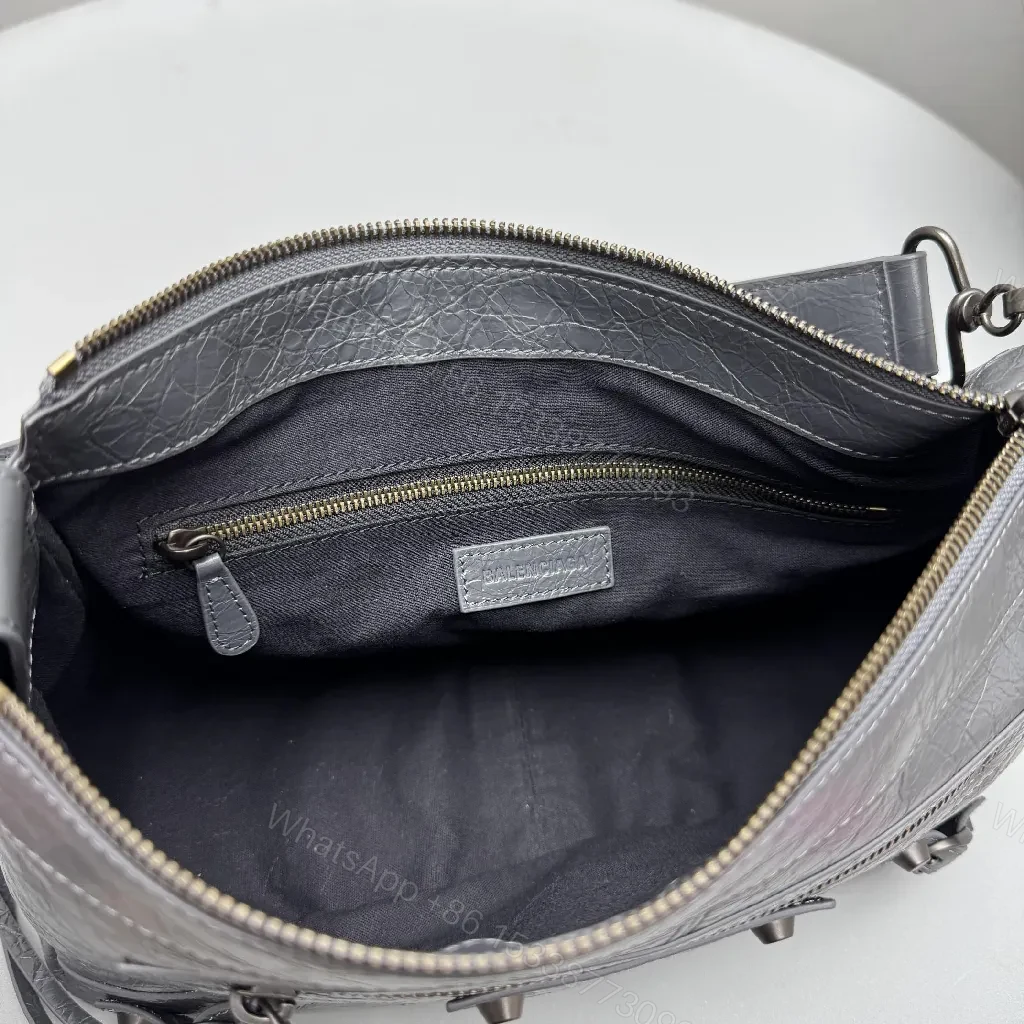 View 6 of Textured Leather Luxe Bag: Structured, Gunmetal Hardware Carryall
