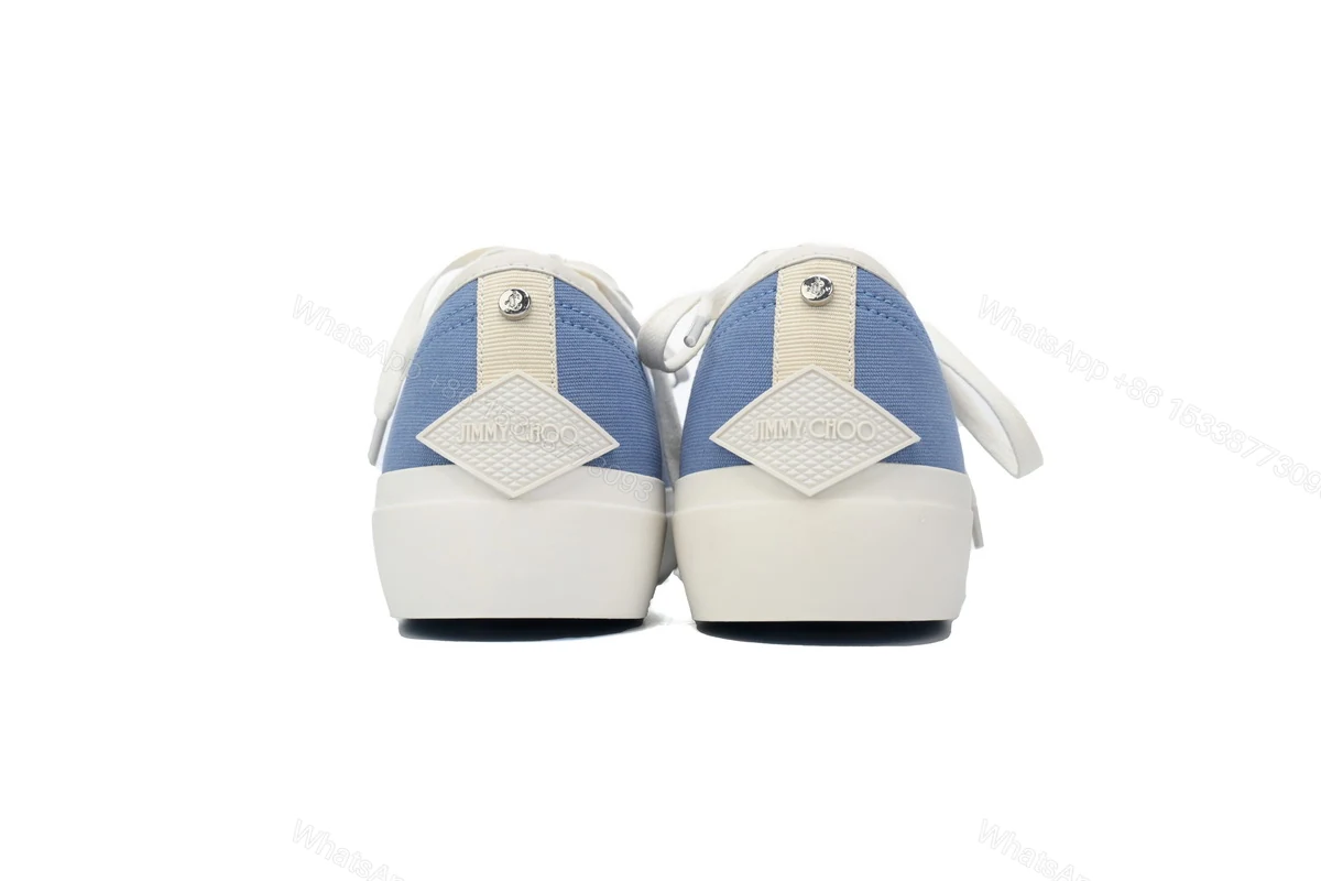 View 3 of Jimmy Choo Palma Maxi Blue Canvas Platform Trainers PALMAMAXIFCYE043621