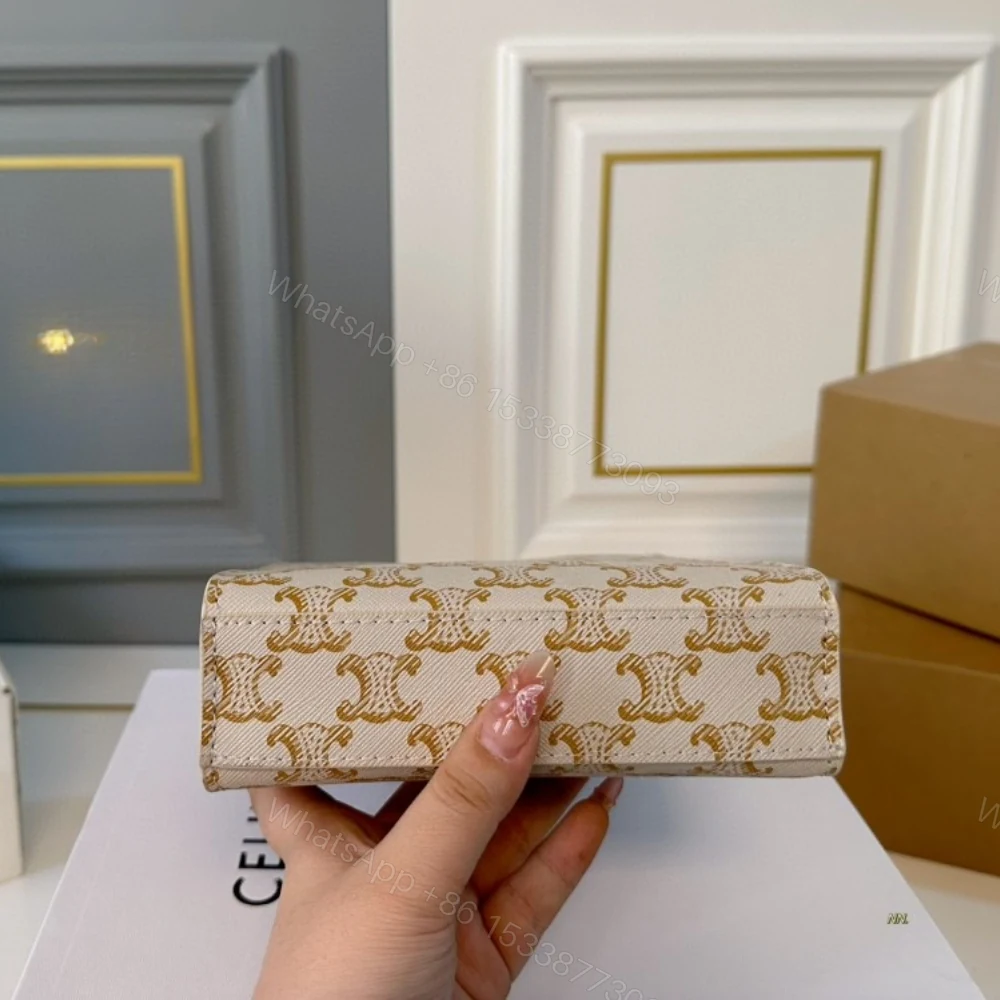 View 9 of CELINE MINI VERTICAL CABAS IN TRIOMPHE CANVAS AND CALFSKIN BEIGE 17CM