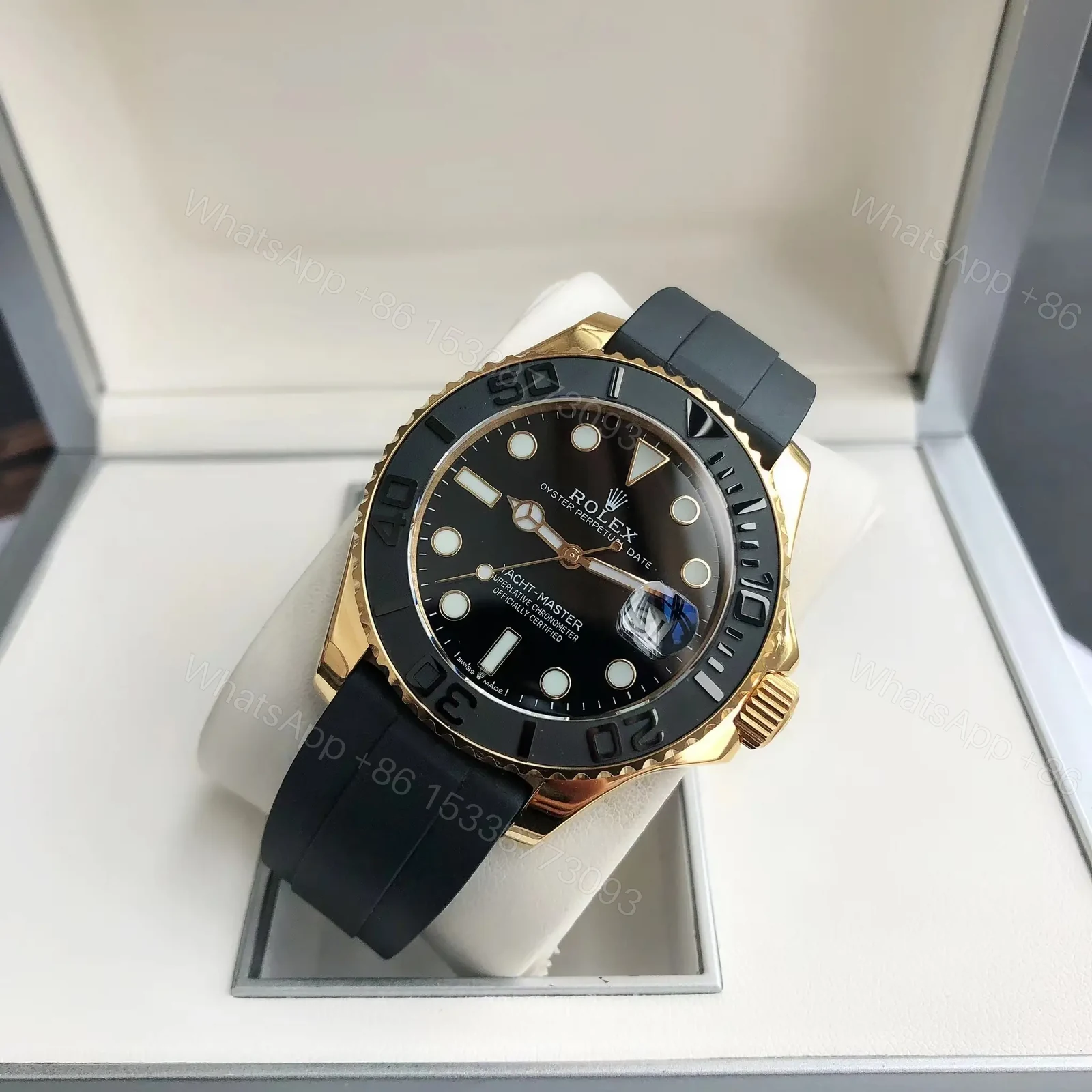 View 3 of Rolex Yacht-Master 42 Replica Premium 42MM Everose Black Dial Oysterflex 226658-0001