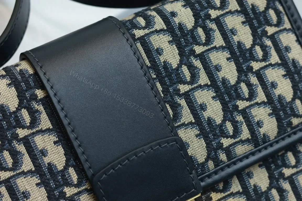 View 5 of Crossbody Bag: Monogram Pattern, Black Leather, Compact, Gold Clasp