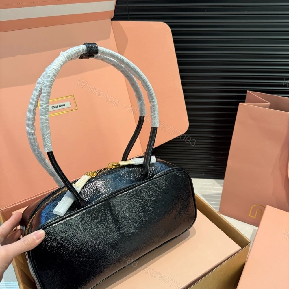 View 5 of MIUMIU BEAU NAPLAK PATENT BAG BLACK 28CM