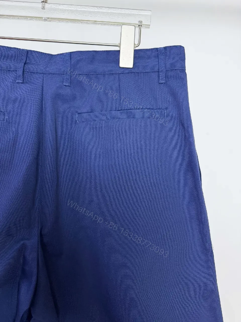 View 9 of Navy Linen Belted Bermuda Shorts Louis Vuitton Logo