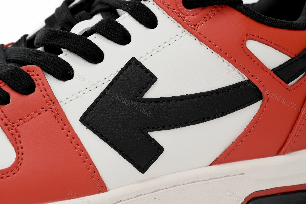 View 6 of OFF-WHITE Out Of Office OOO Low Tops Black White Red OMIA189S23LEA0012510