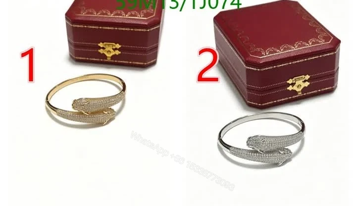 View 2 of Cartier Replica Panthère Double Head Pavé Bracelet