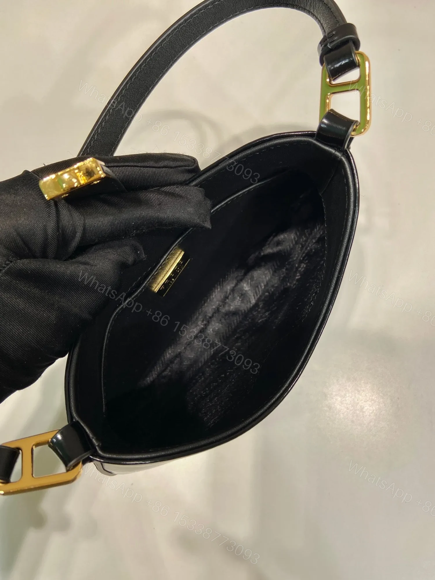 View 5 of PRADA CLEO SHOULDER BAG 22 IN BLACK BRUSHED LAMBSKIN WITH CLASP CLOSURE