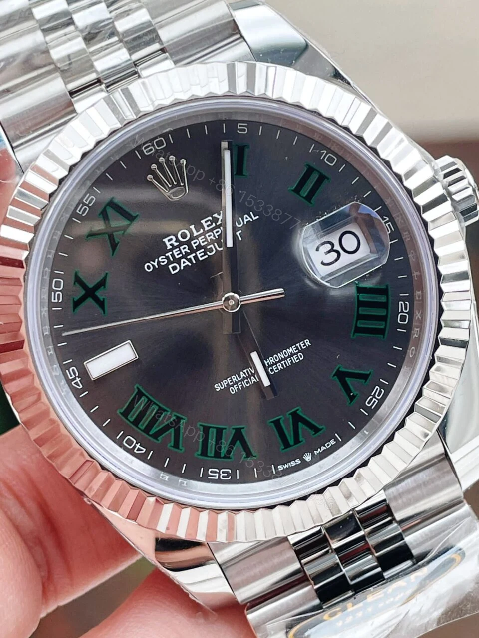 View 7 of Rolex DateJust Men “wimbledon”SS Grey textured Dial Roman Markers