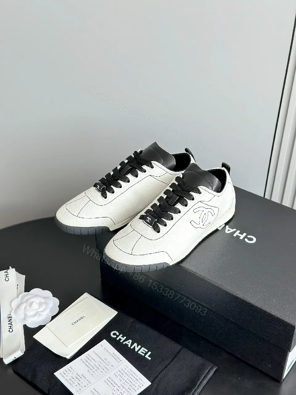 Black Leather-Trim Modern Luxe Sneakers with Comfort Fit — view 1