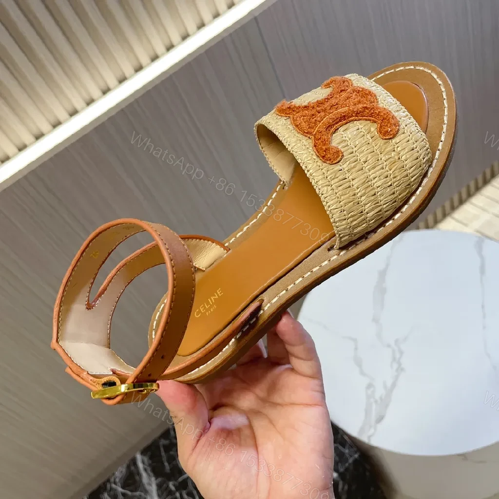 View 7 of Raffia Leather Sandals: Textured Signature Luxe Style