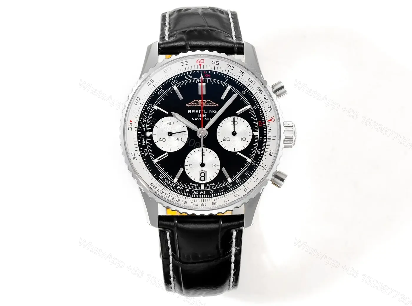 Super Clone Breitling Navitimer B01 Reverse Panda Leather Strap 43MM Premium AB0121211B1P2 — view 1