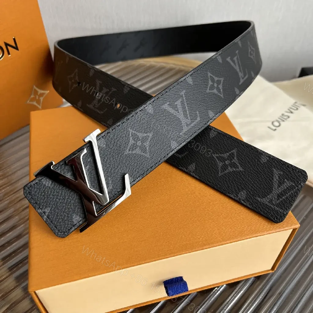 View 4 of Black Pebbled Leather Belt with LV Logo Buckle