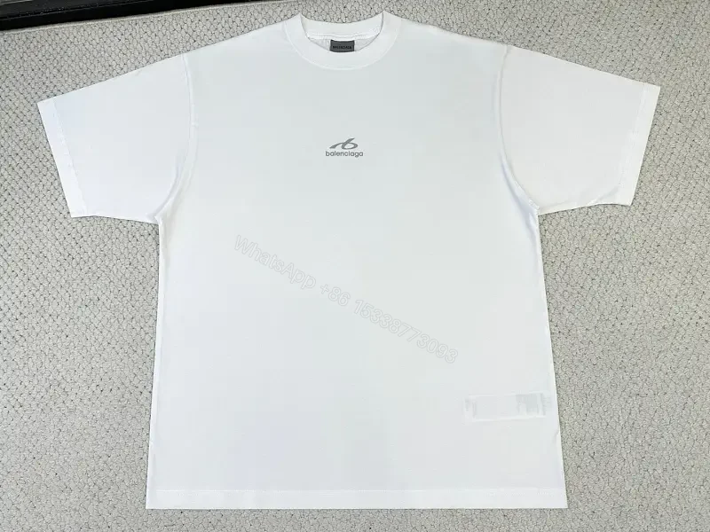 White Cotton Minimalist T-Shirt with Balenciaga Logo — view 1