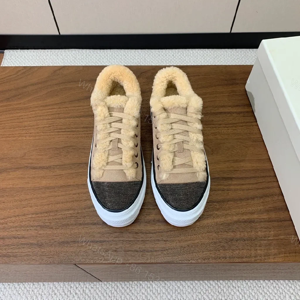 Beige Faux-Shearling Sneaker: Luxe Chunky High-Tops — view 1