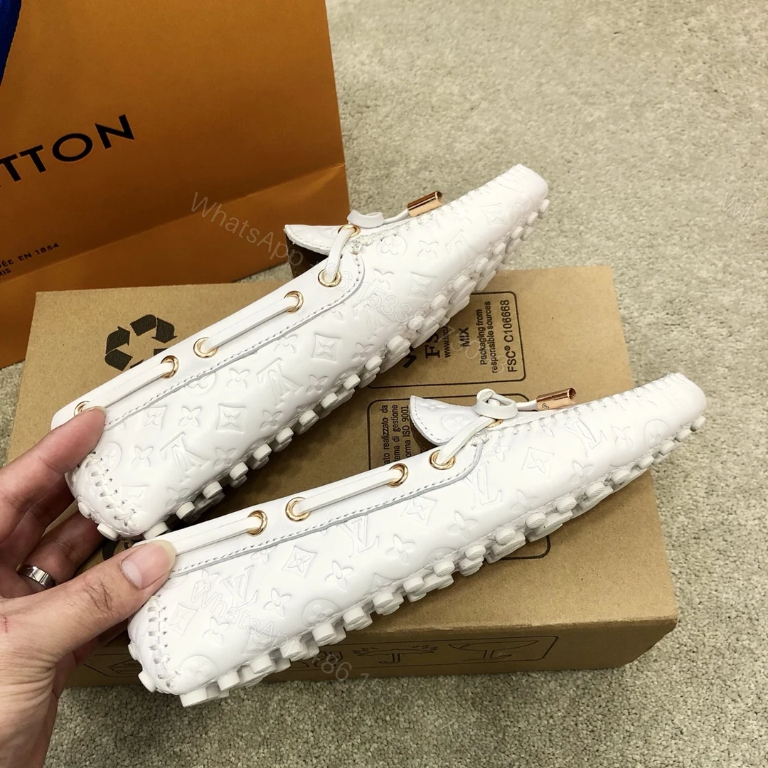 View 4 of LV WOMEN’S GLORIA FLAT LOAFERS WHITE ZOOM SHOES