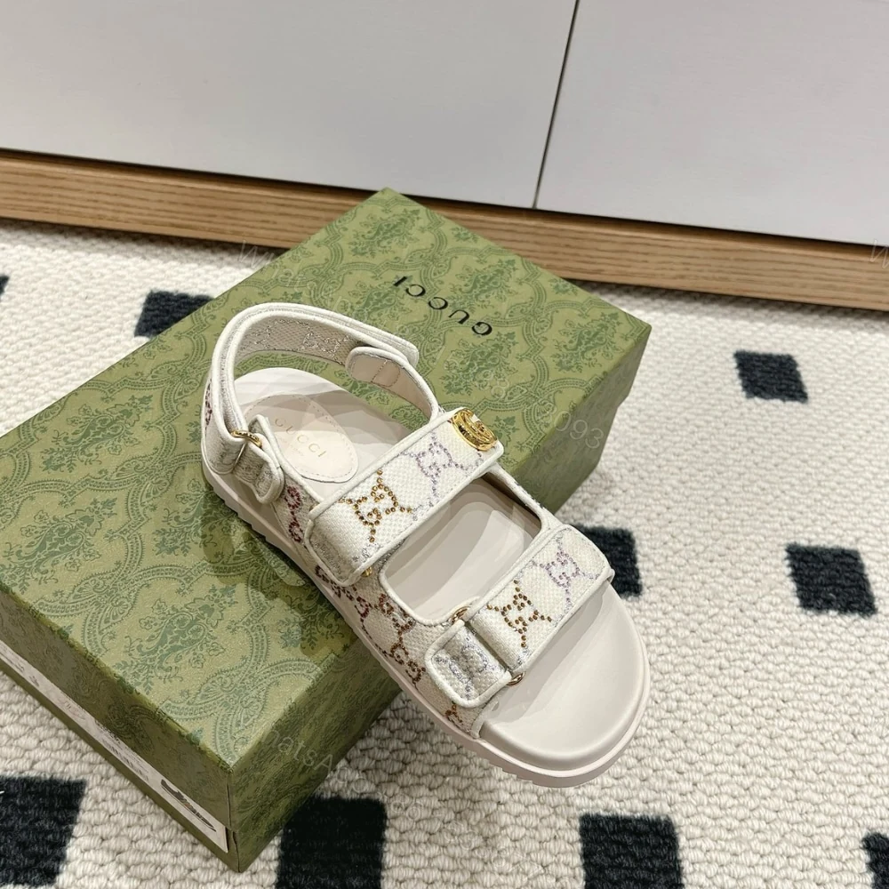 View 5 of GUCCI MORITZ GG MONOGRAM SANDALS BEIGE EBONY 771575 G1730 9755