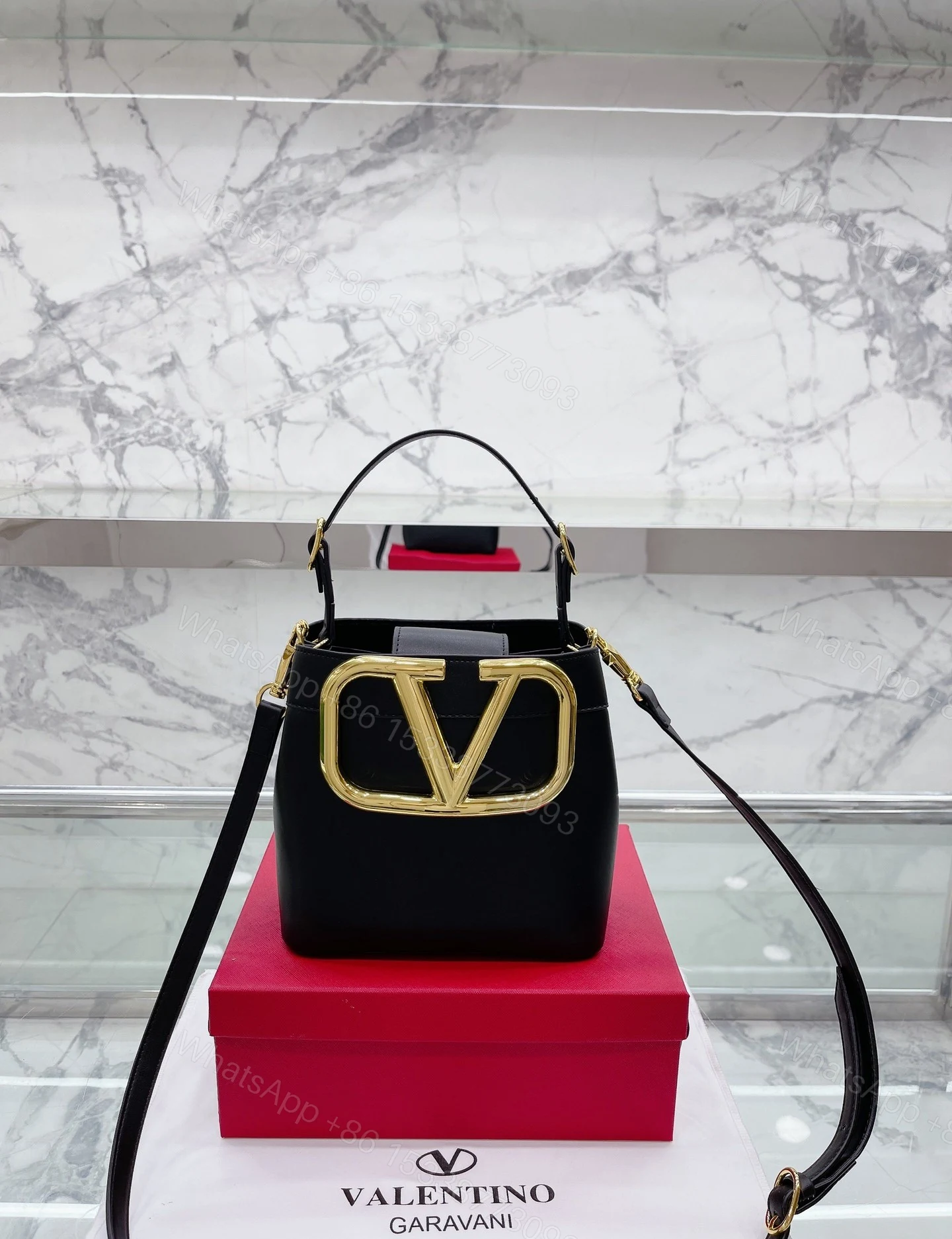 View 6 of VALENTINO GARAVANI SUPERVEE BUCKET BAG BLACK 20CM
