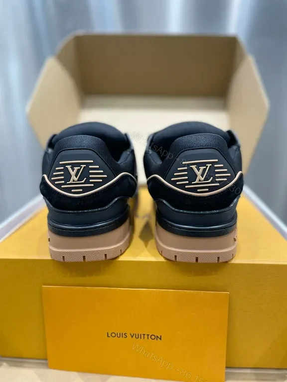 View 9 of Black Leather High-Top Sneakers with LV Accents and All-Day Comfort