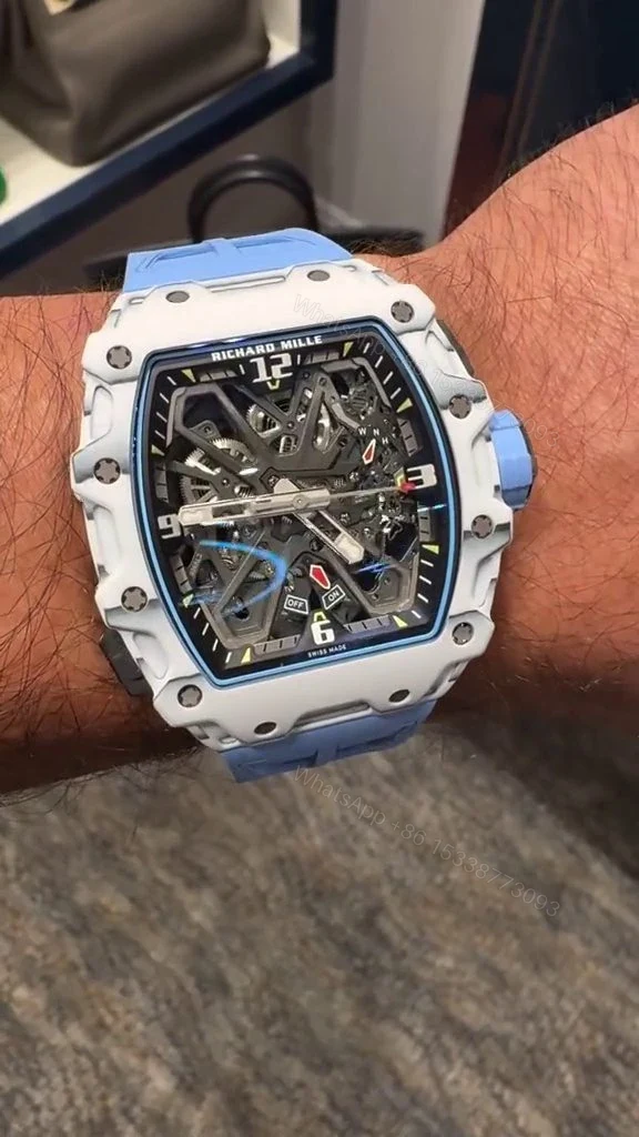 View 8 of Replica Richard Mille RM 35-03 Rafael Nadal White Carbon Fiber Case Blue Strap
