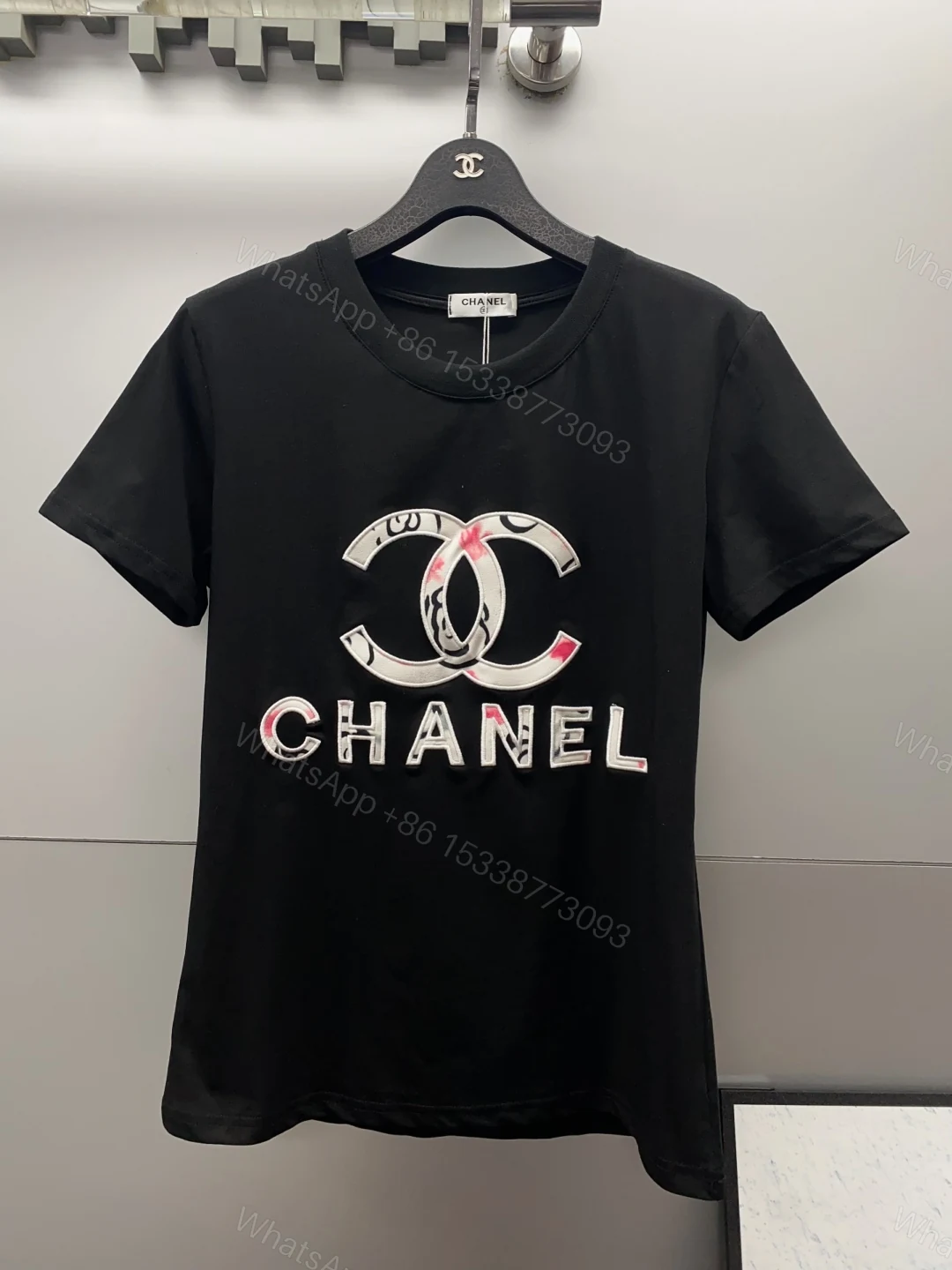 CHANEL高仿短袖T恤 女士經典雙C印花設計 黑色款 — view 1