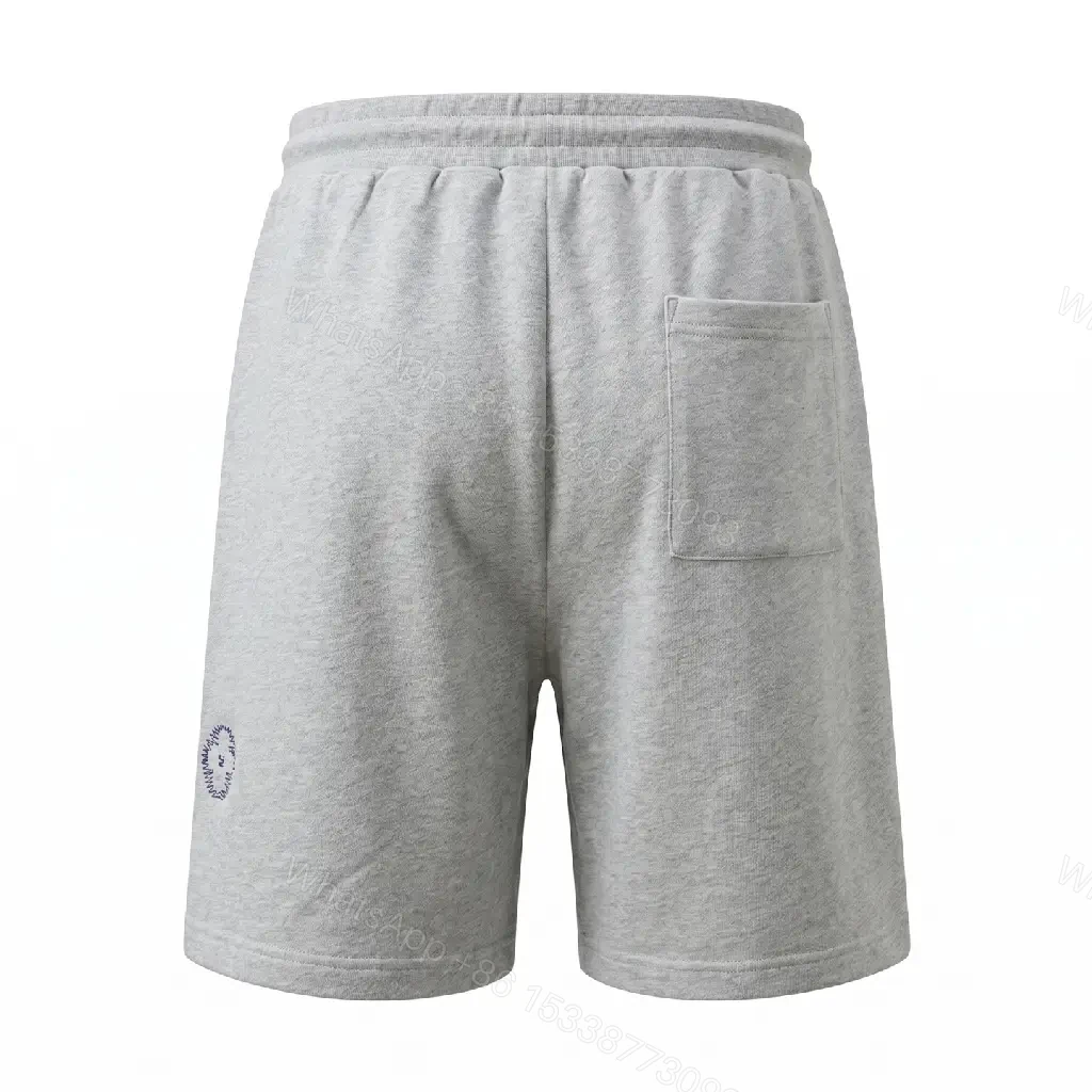 View 4 of Gray Cotton Blend Relaxed Shorts Louis Vuitton Embroidery Short