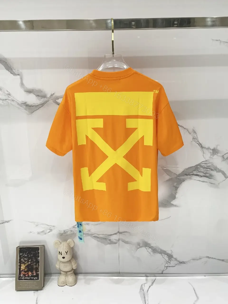 View 10 of Bright Orange Cotton-jersey Tee with Graphic Stripe - Premium Streetwear
