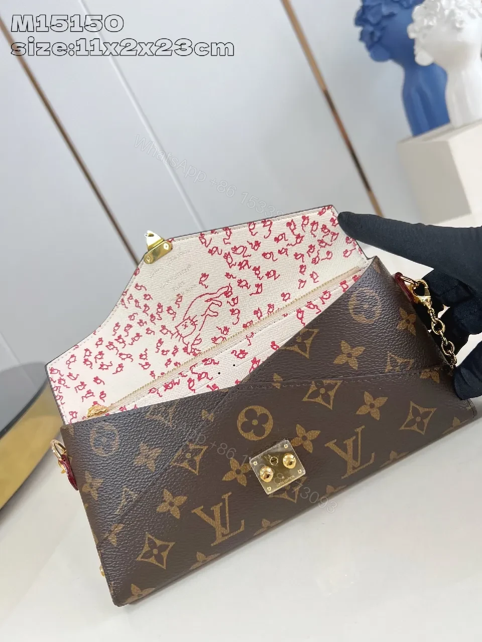 View 3 of Chic Monogram Canvas Bag with Gold Lock and Chain