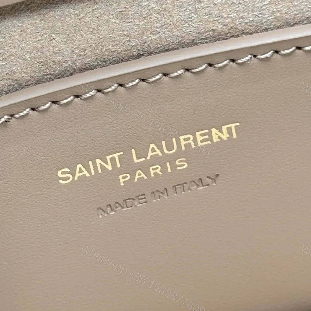 View 2 of Beige Leather-Style Shoulder Bag with Gold Hardware
