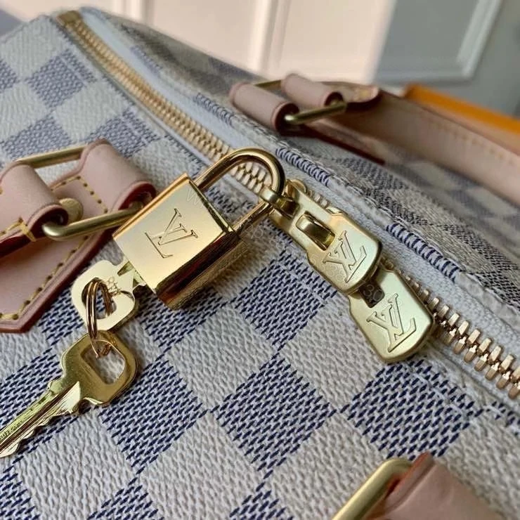View 9 of Louis Vuitton Speedy Bandoulière 30 Damier Azur 30Cm N41373