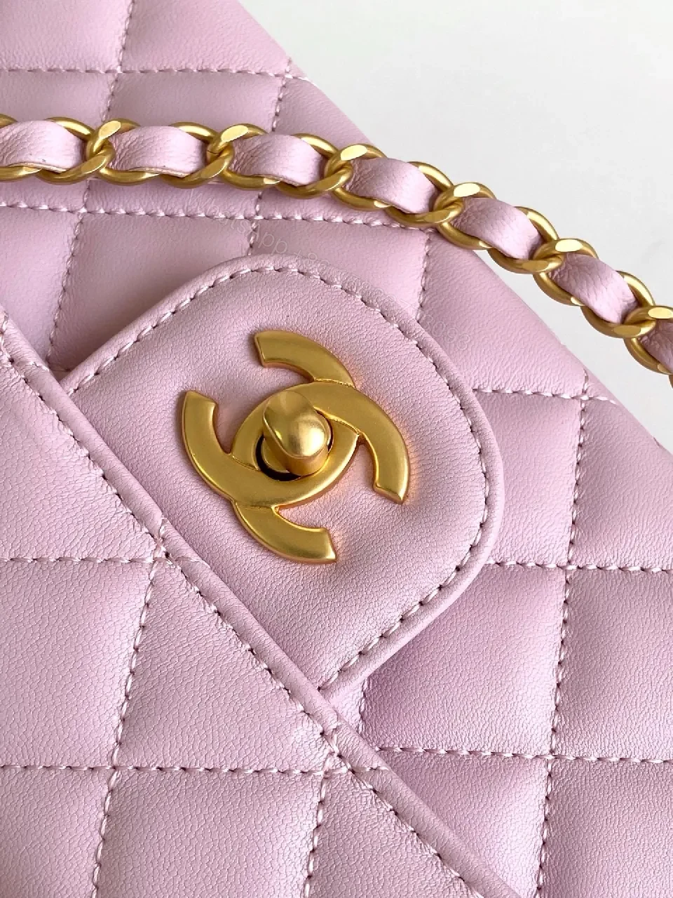 View 6 of Soft Pink Quilted Bag – Gold Hardware, Modern Elegance, Everyday