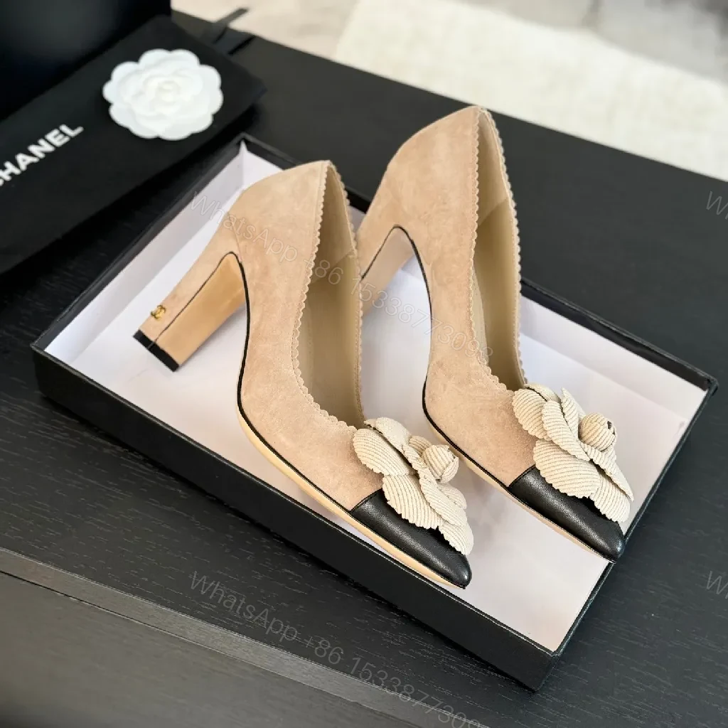 View 5 of Refined Lace-Flower Chanel-Style Pointed-Toe Pumps