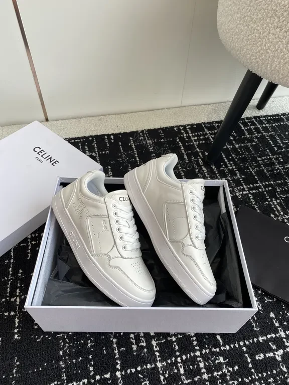 View 2 of Minimalist Luxury White Leather Sneakers - CELINE-Inspired, Comfortable, Timeless