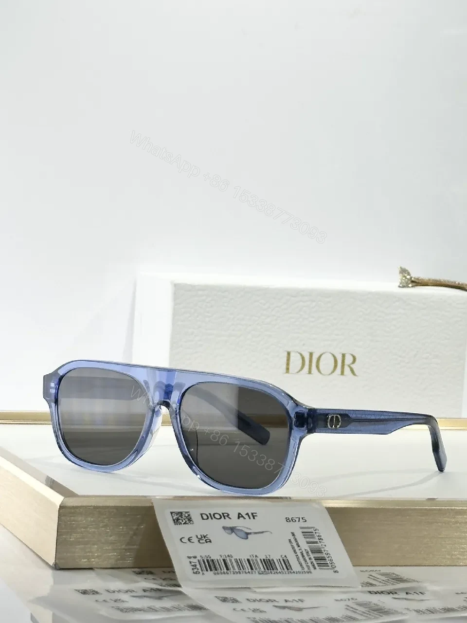 View 3 of Translucent acetate Sunglasses with Gradient Lenses, Mid-Size, Unisex