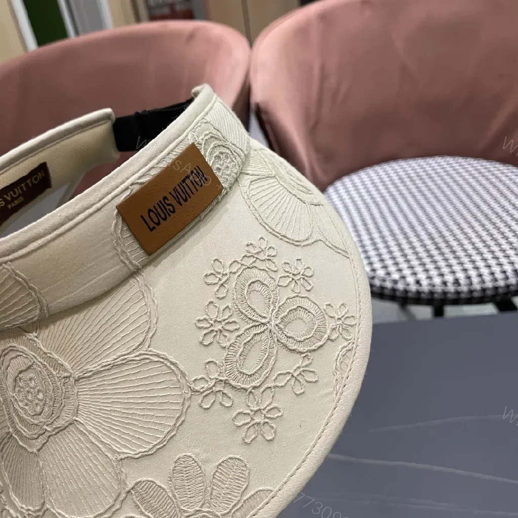 View 5 of Textured Embroidered Visor: Luxury Sun-Ready Accessory