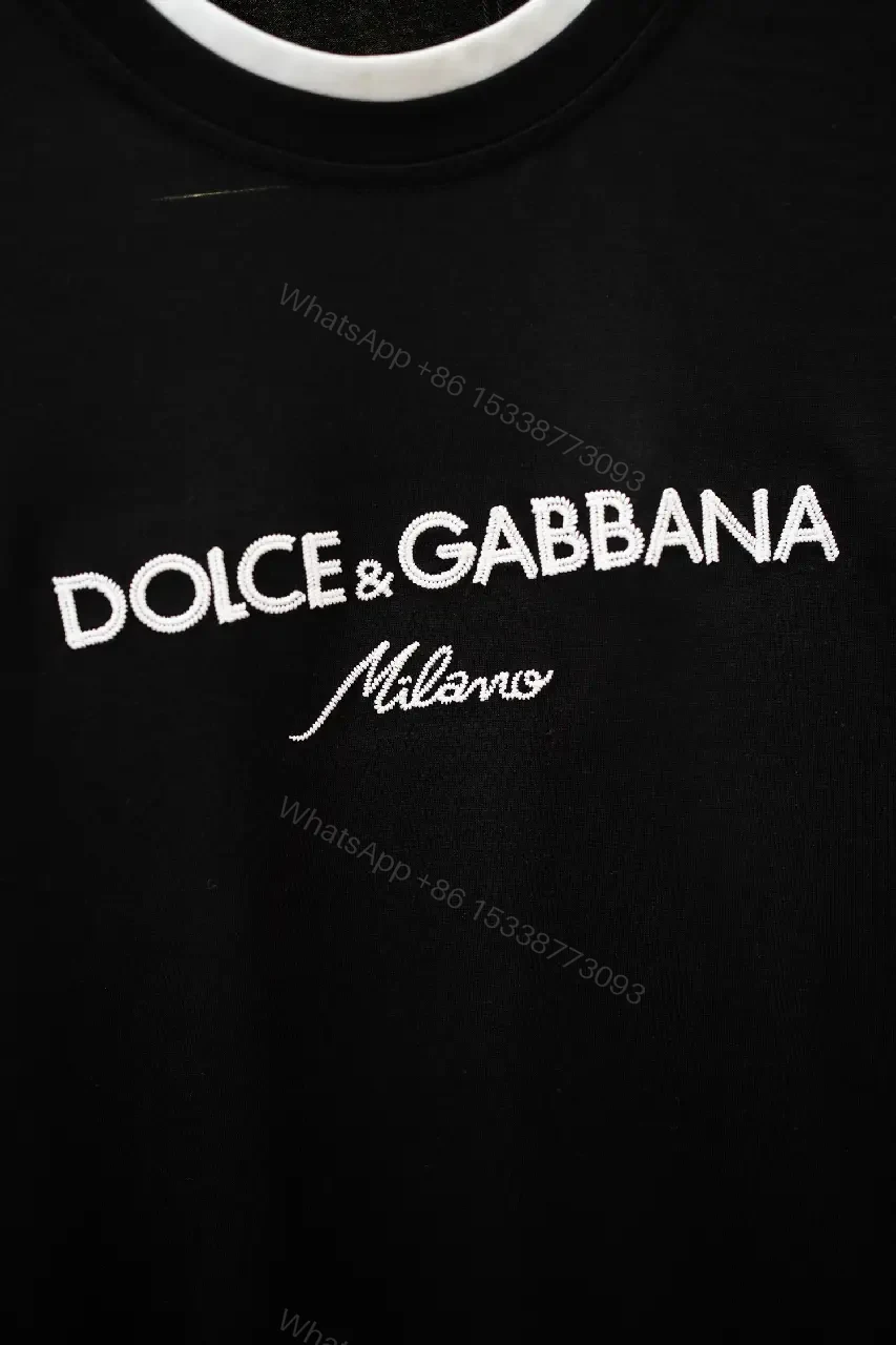 View 4 of Black Cotton Jersey T‐Shirt Relaxed Fit Dolce & Gabbana Milano Logo Tee