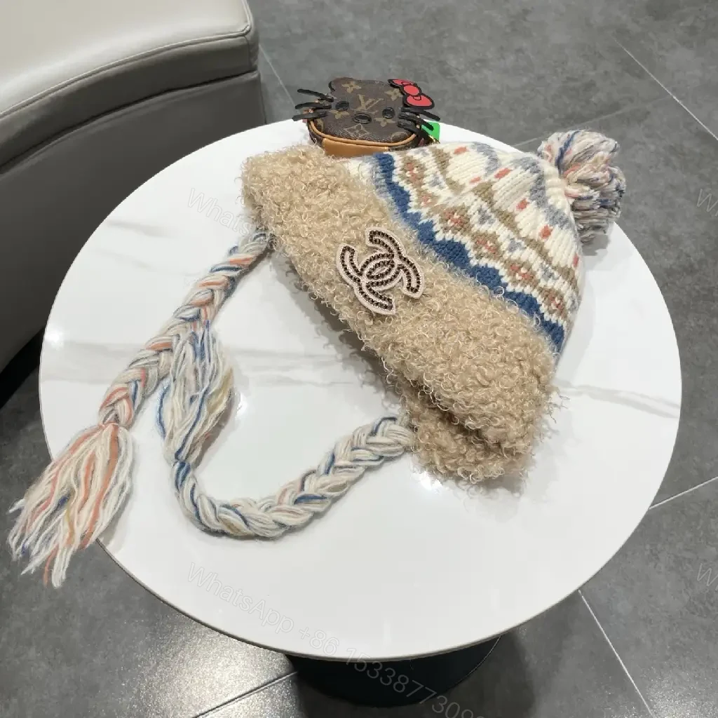 View 7 of Cozy Alpine Knit Beanie with Faux Shearling Brim and Patch
