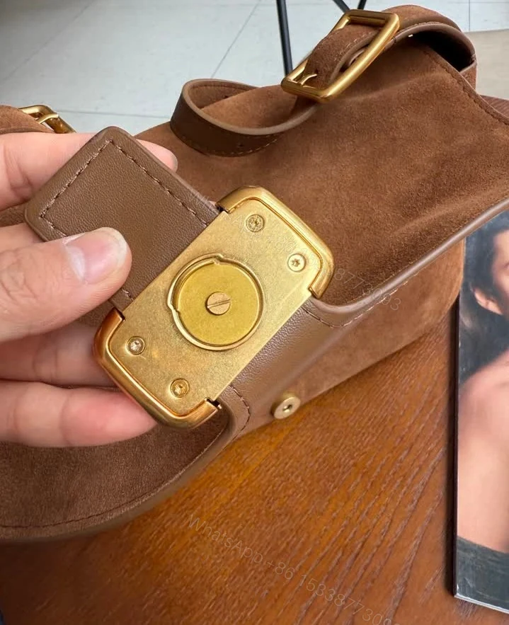 View 7 of Replica Balenciaga Clicca Medium Muscade Suede Shoulder Bag
