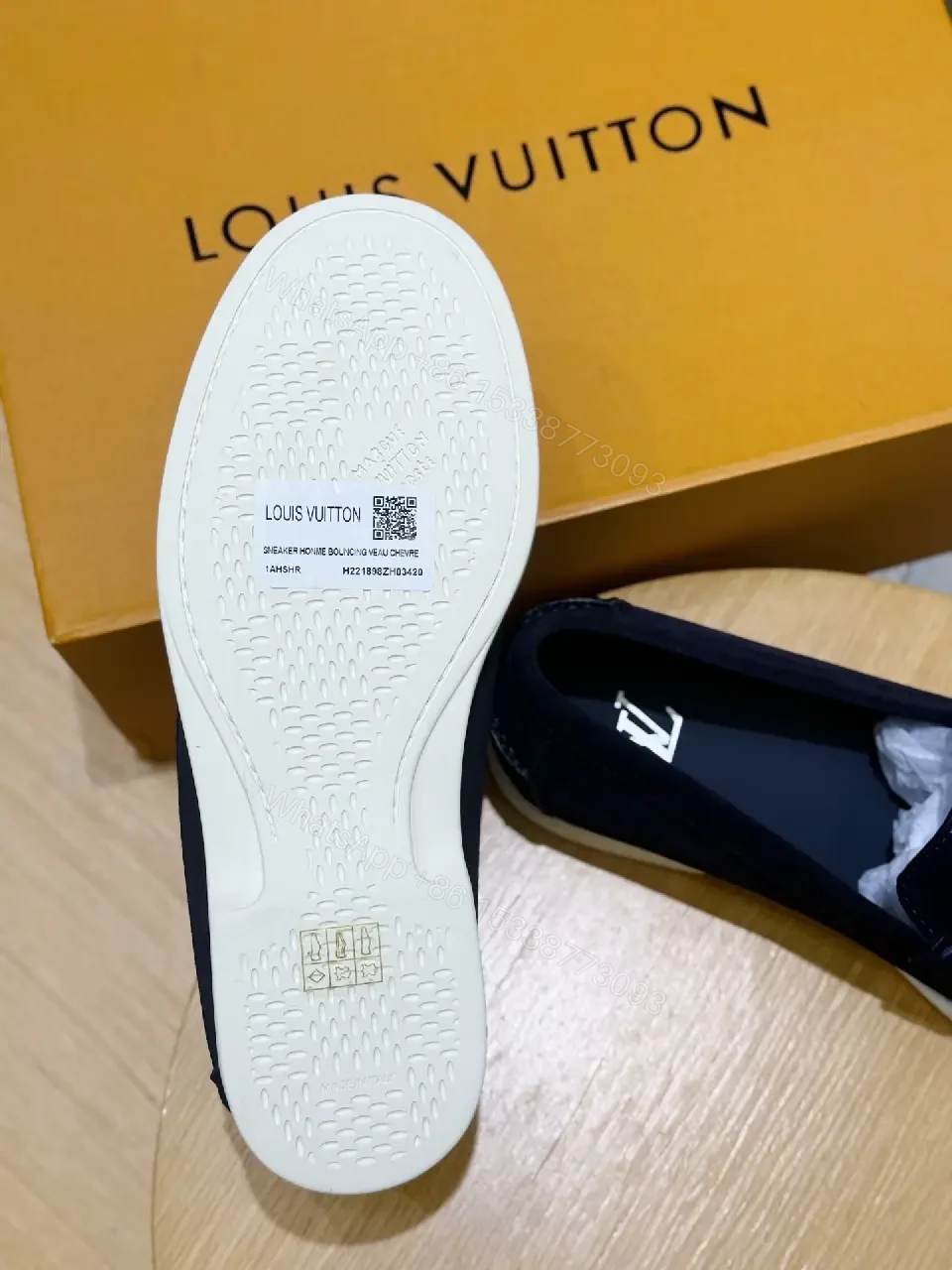 View 3 of Navy suede loafers with white sole for luxury everyday wear