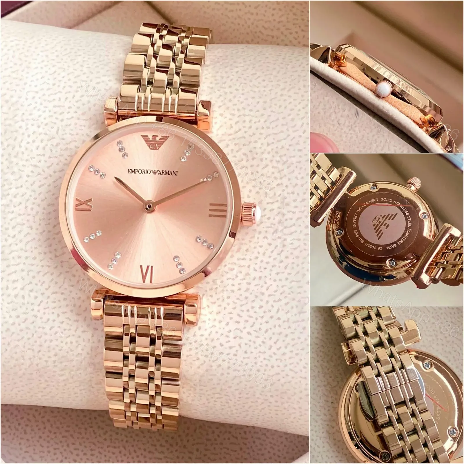 Emporio Armani Rose Gold Diamond Dial — view 1