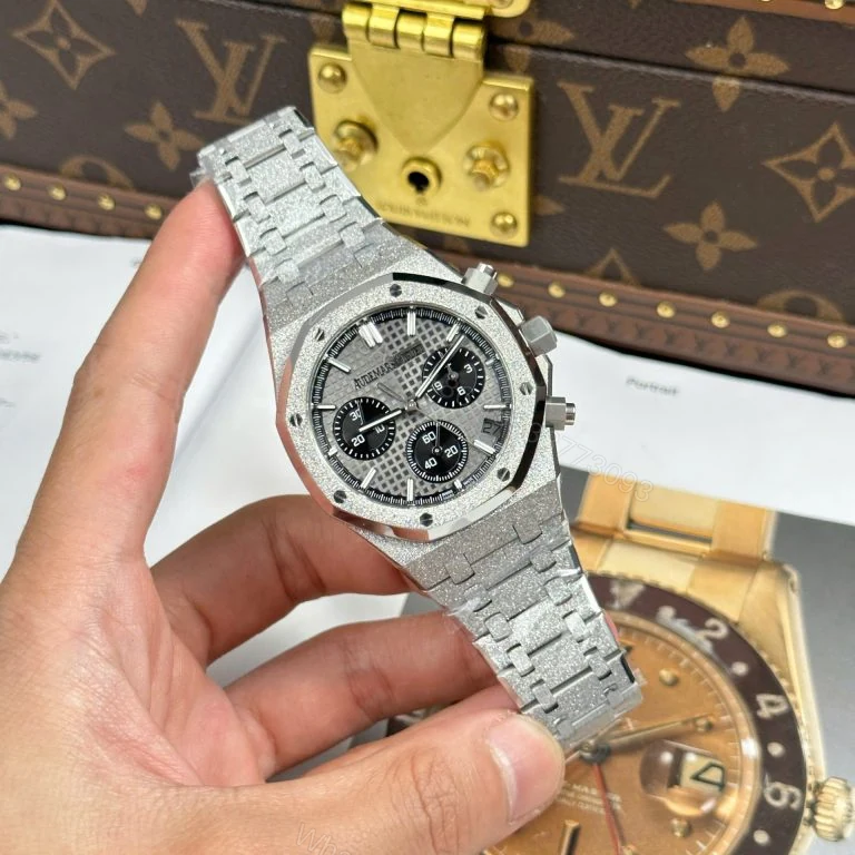View 4 of Audemars Piguet Royal Oak Chronograph Frosted Gold 26240 Super Clone Gray Dial