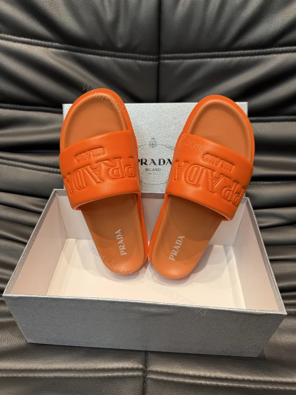 View 2 of Bold Orange Textured-Stride Slider, Premium Comfort