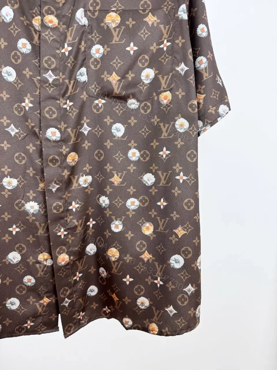 View 2 of Patterned Luxury Shirt-Jacket with LV-Inspired Print