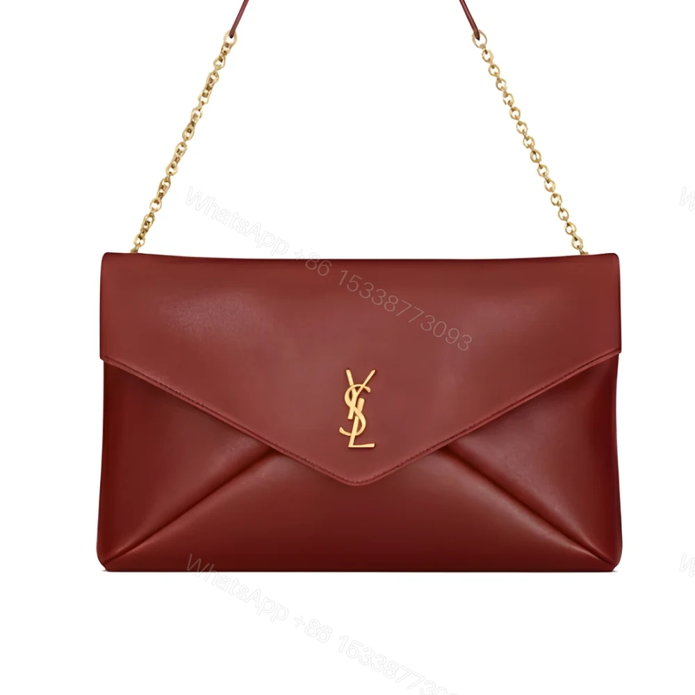 Saint Laurent Cassandre XXL Pouch On Chain In Shiny Red 35Cm — view 1