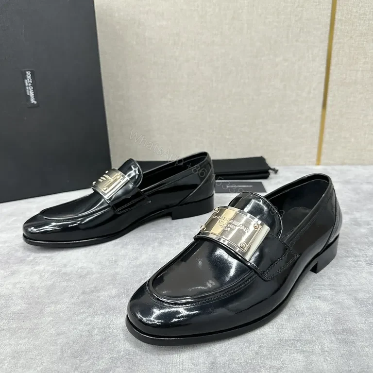 View 9 of Polished Leather Loafers with Metallic Accent â€” Bold Comfort Shoes