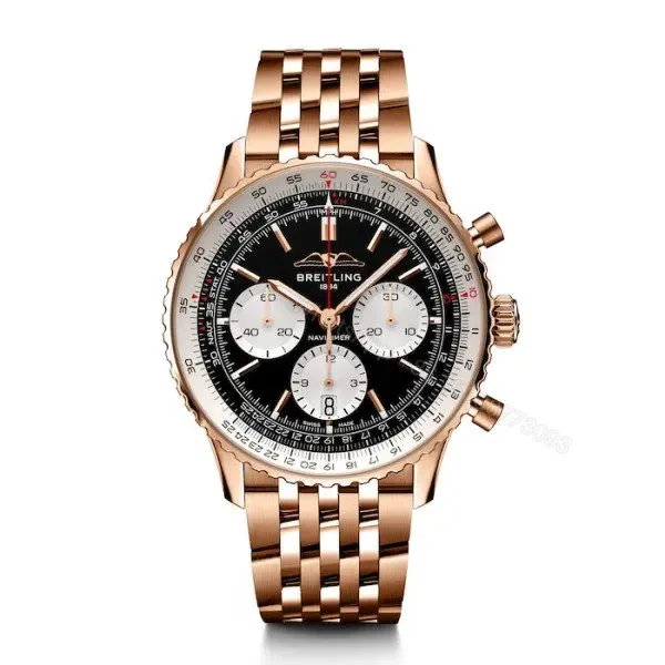 Replica Breitling Navitimer Men Automatic Black 18ct Rose Gold Watch RB0138211B1R1 — view 1
