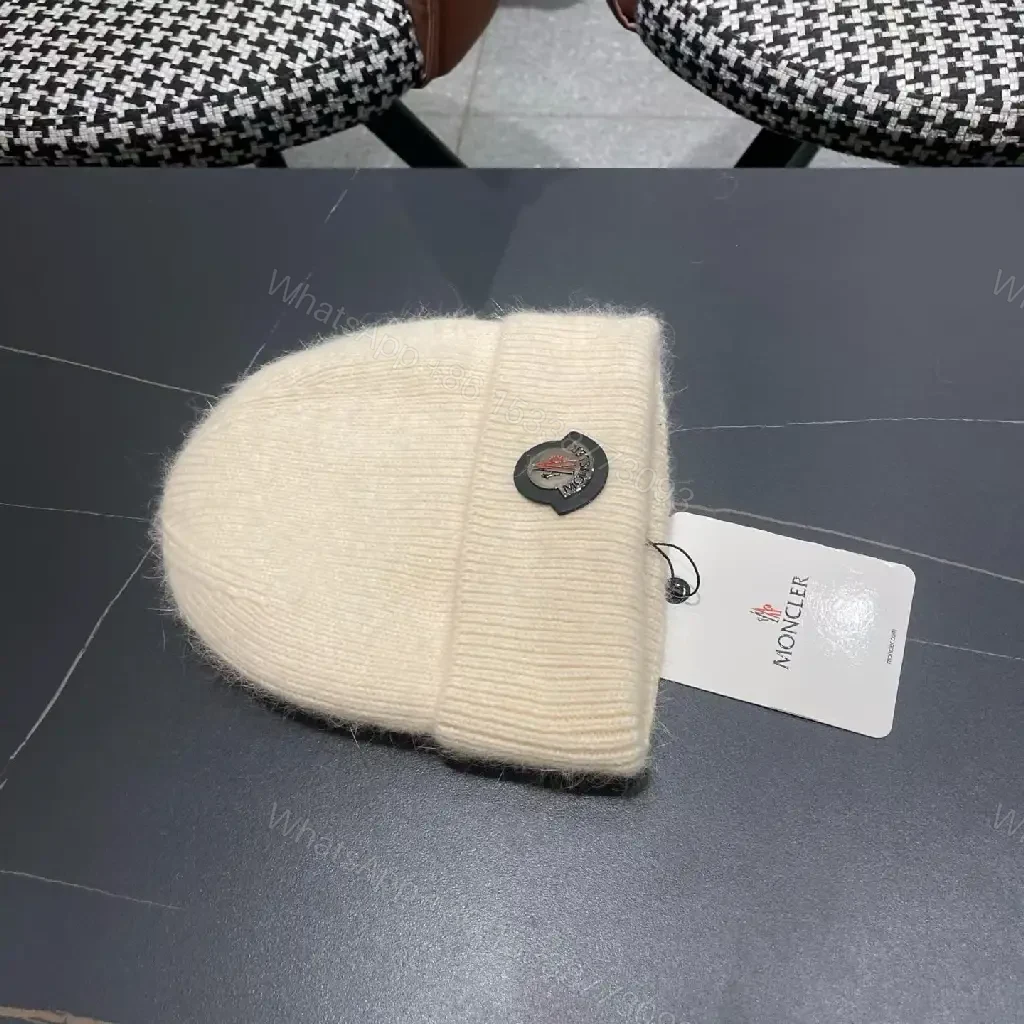View 4 of Cream Knit Beanie Mid-Citified Emblem Cozy Luxury Beanie