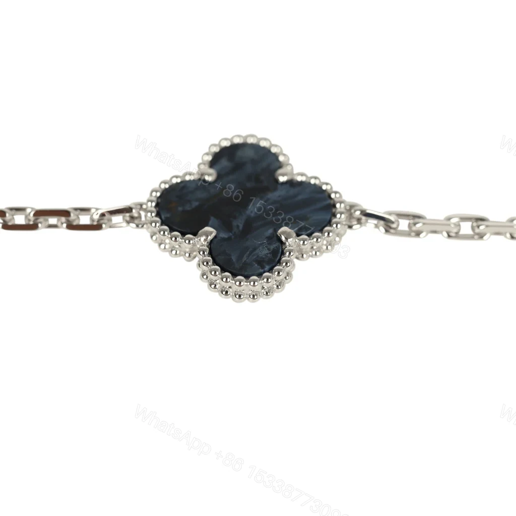 View 3 of Van Cleef Arpels Vintage Alhambra 5 Motif Bracelet Pietersite 18K White Gold